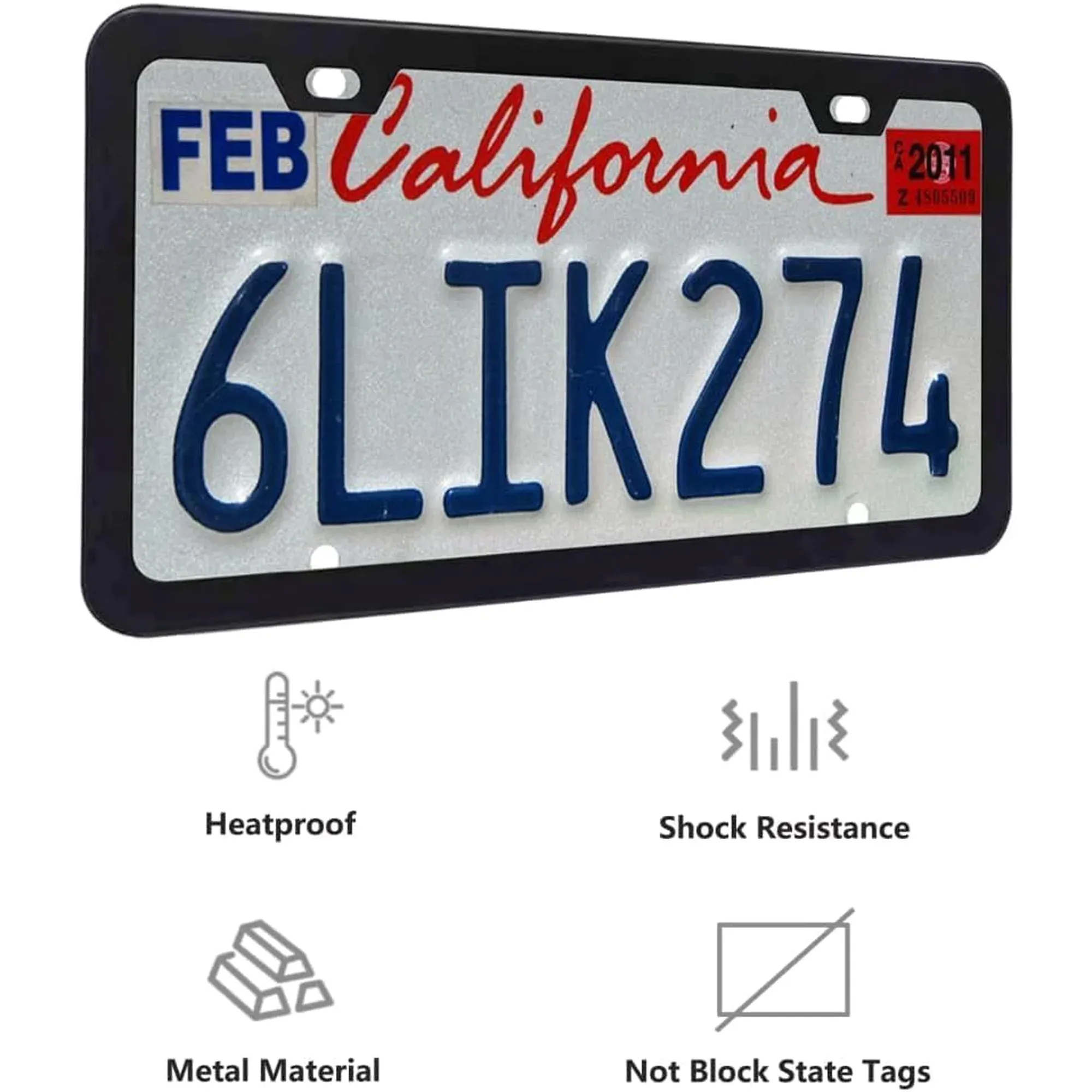 2 Pcs Matte Black License Plate Frames With Screw Caps, Rust Proof Aluminum Universal Frames for Cars and Trucks โ image 2