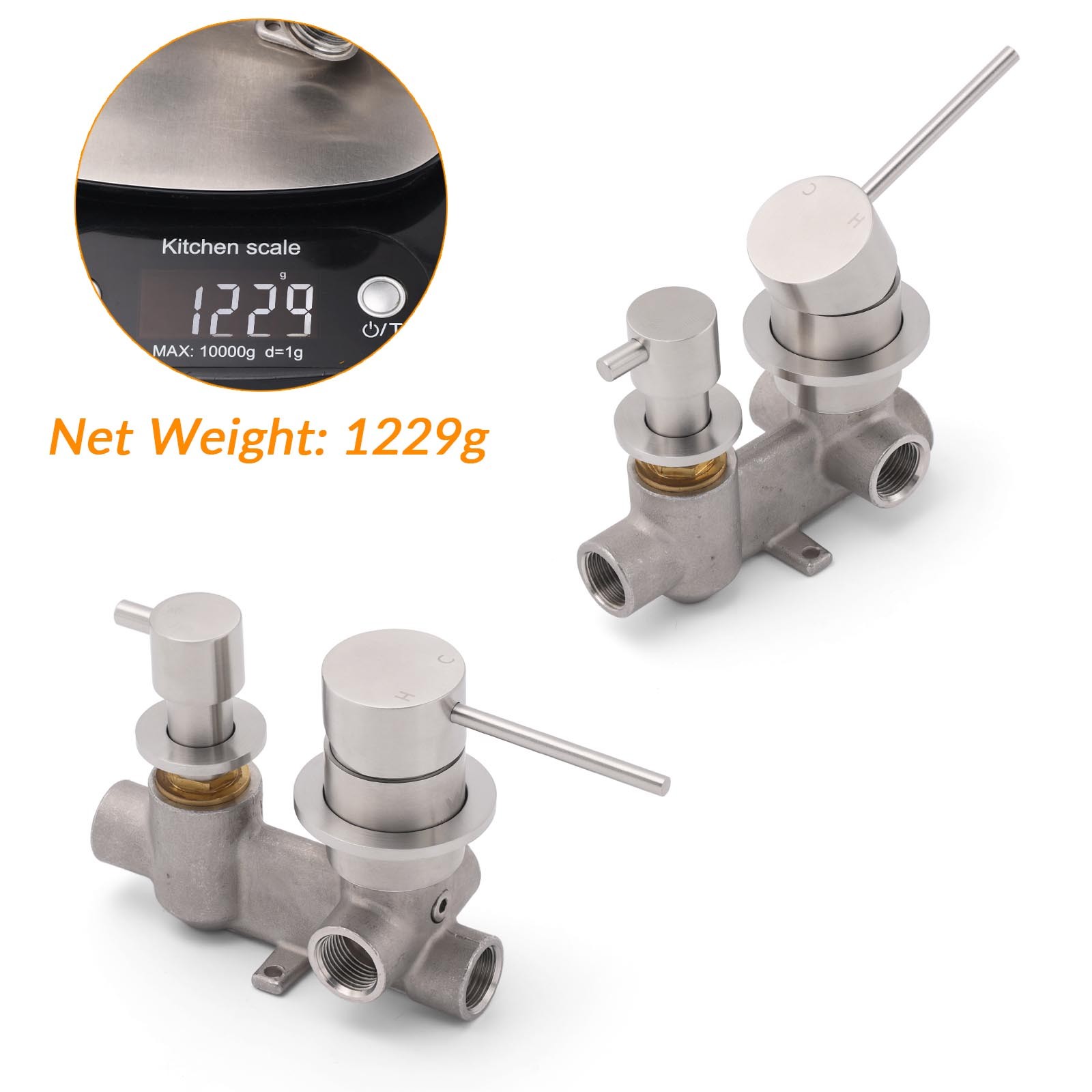 Brushed Nickel Round Bathroom Small Face Shower Mixer 2 Way Diverter Switch Set — image 3