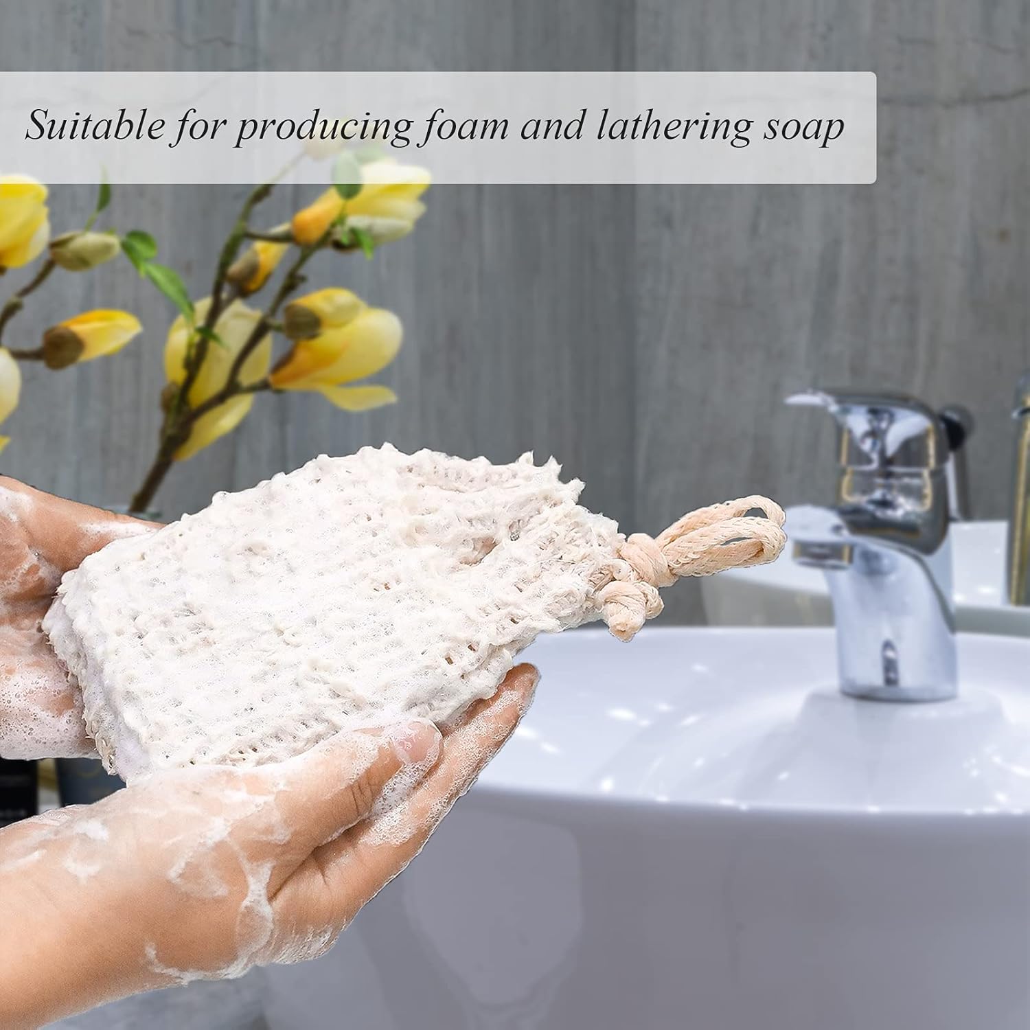 MIFASOO 5 Pack Natural Sisal Soap Saver Bag Zero Waste Mesh Bar Soap Loofah Holder Pouch for Shower โ image 4