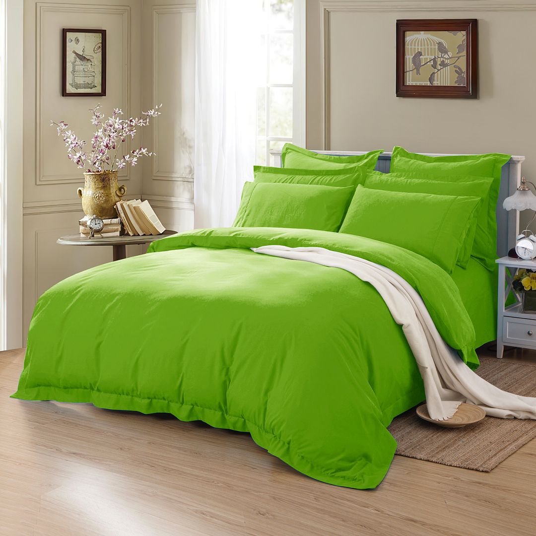 1000TC Tailored Single Size Green Duvet Quilt Cover Set — image 2
