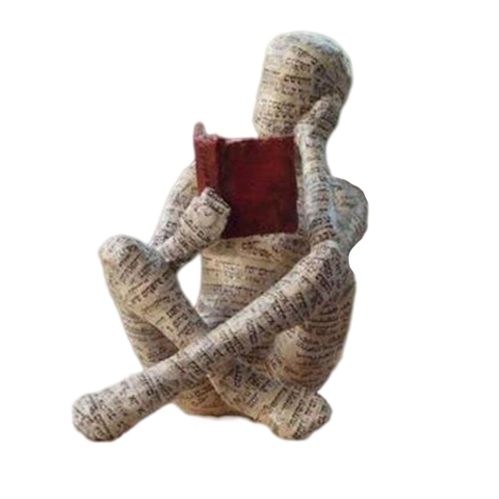 Vintage Reading Woman Figurine Pulp Lady Reading Bookshelf Decor Resin Statue Crafts Gifts Figures for Home Library Office Desktop — image 2