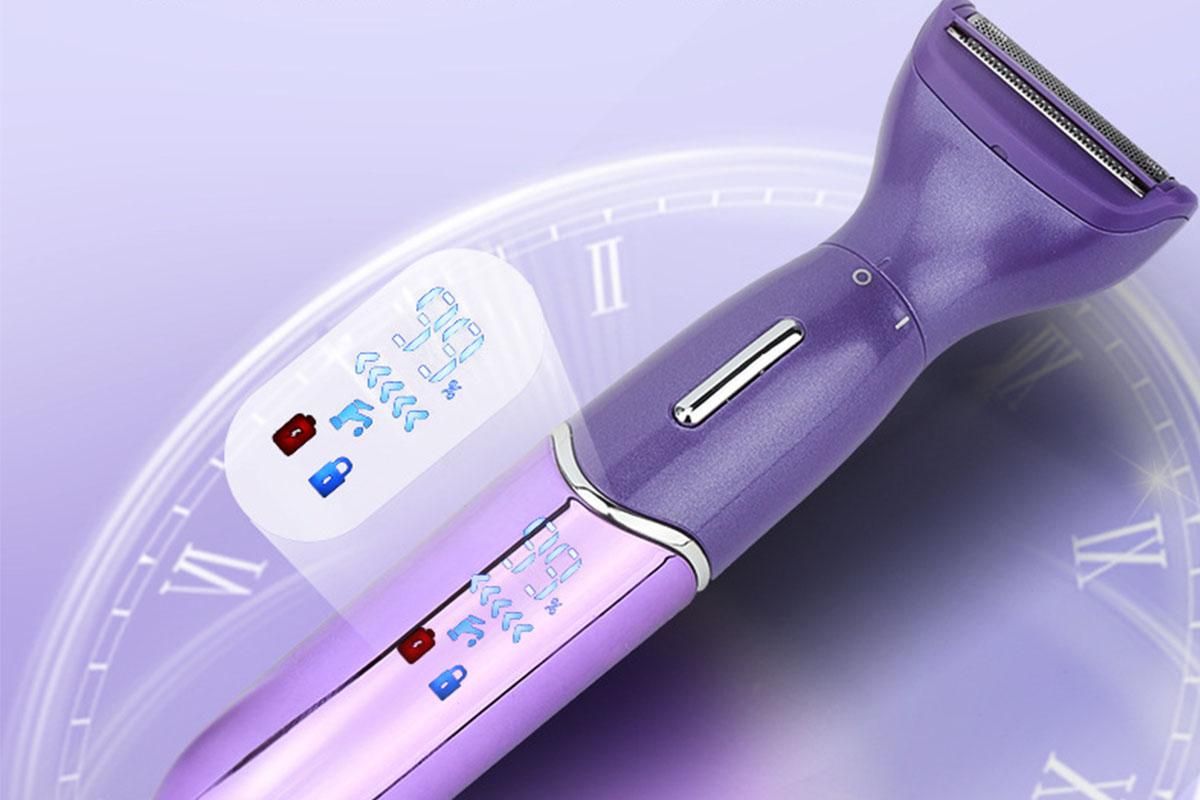 6-in-1 Women Electric Shaver Replaceable Heads for Whole Body Private Epilator Shaving Razor - Purple — image 3