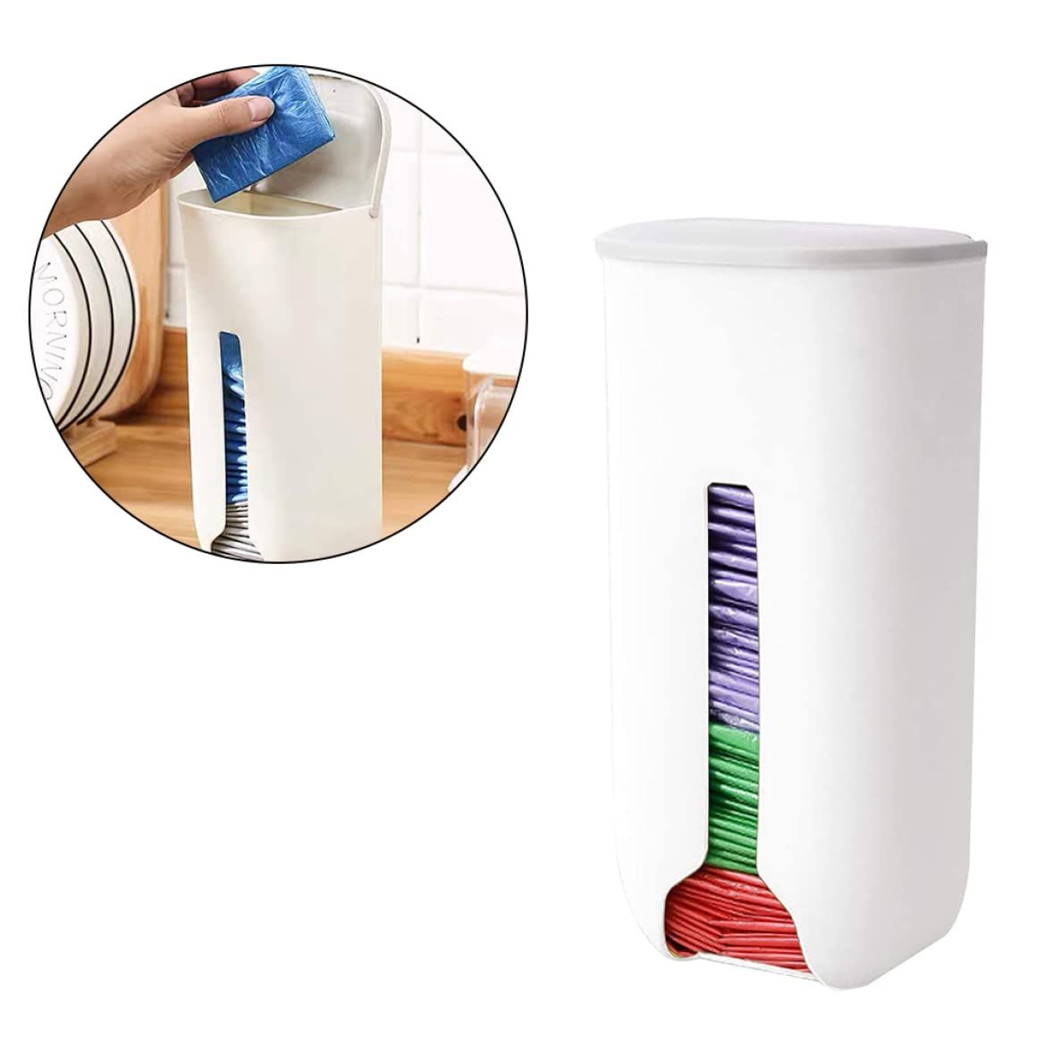 White Grocery Bag Dispenser Wall Mounted Folding Bag Saver Organizer Plastic Trash Bag Holder Hanging Storage Bag Recycling โ image 5