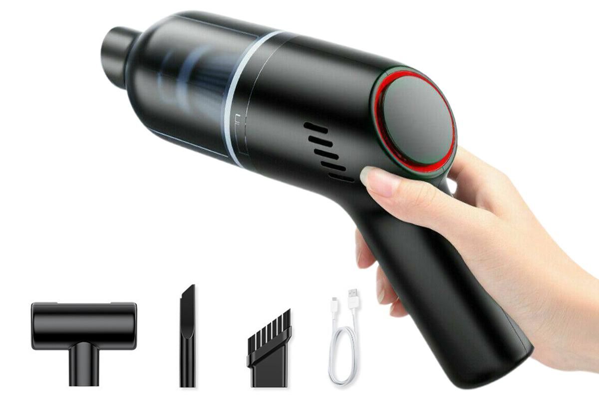 Handheld Car Vacuum Cleaner 9000Pa Rechargeable Portable Cordless Duster - Black