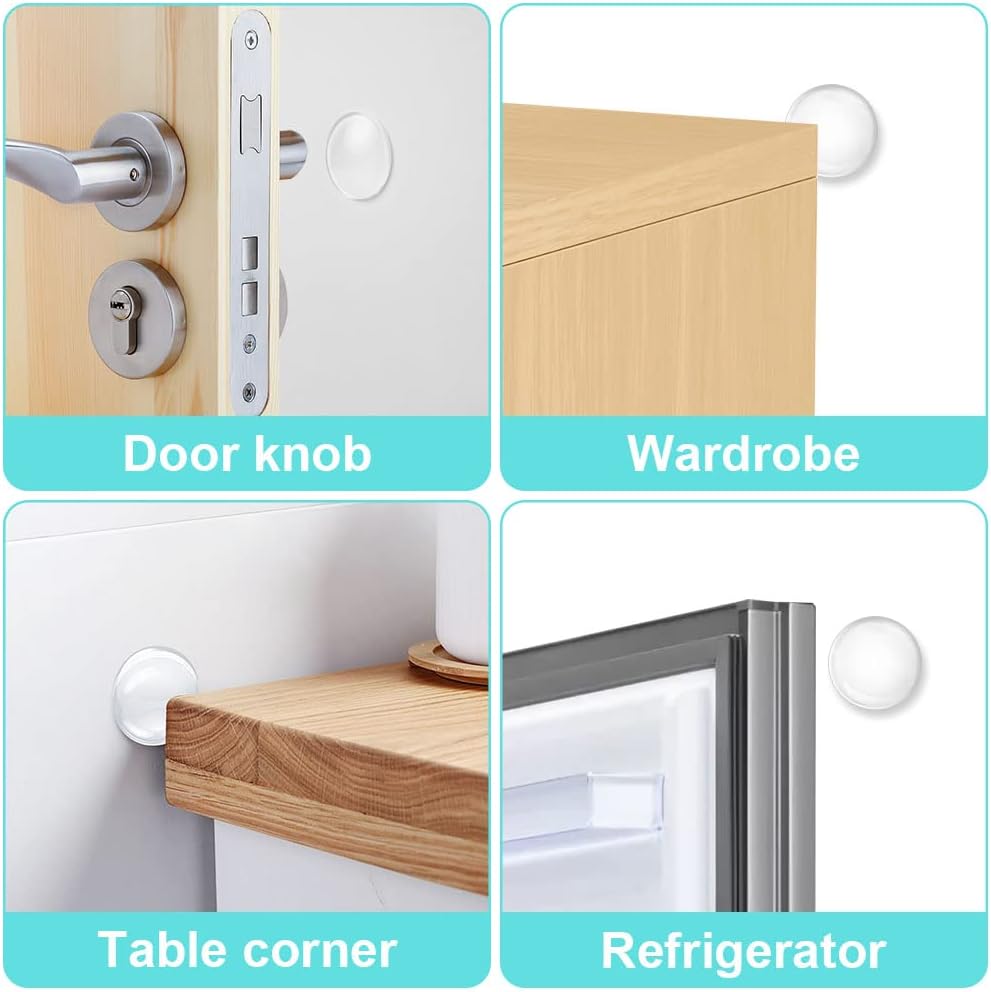6 Pack Self-Adhesive Door Handle Bumpers, Clear Wall Protectors for Door Knobs, Cabinets and Handles at Home, 4 cm β image 4