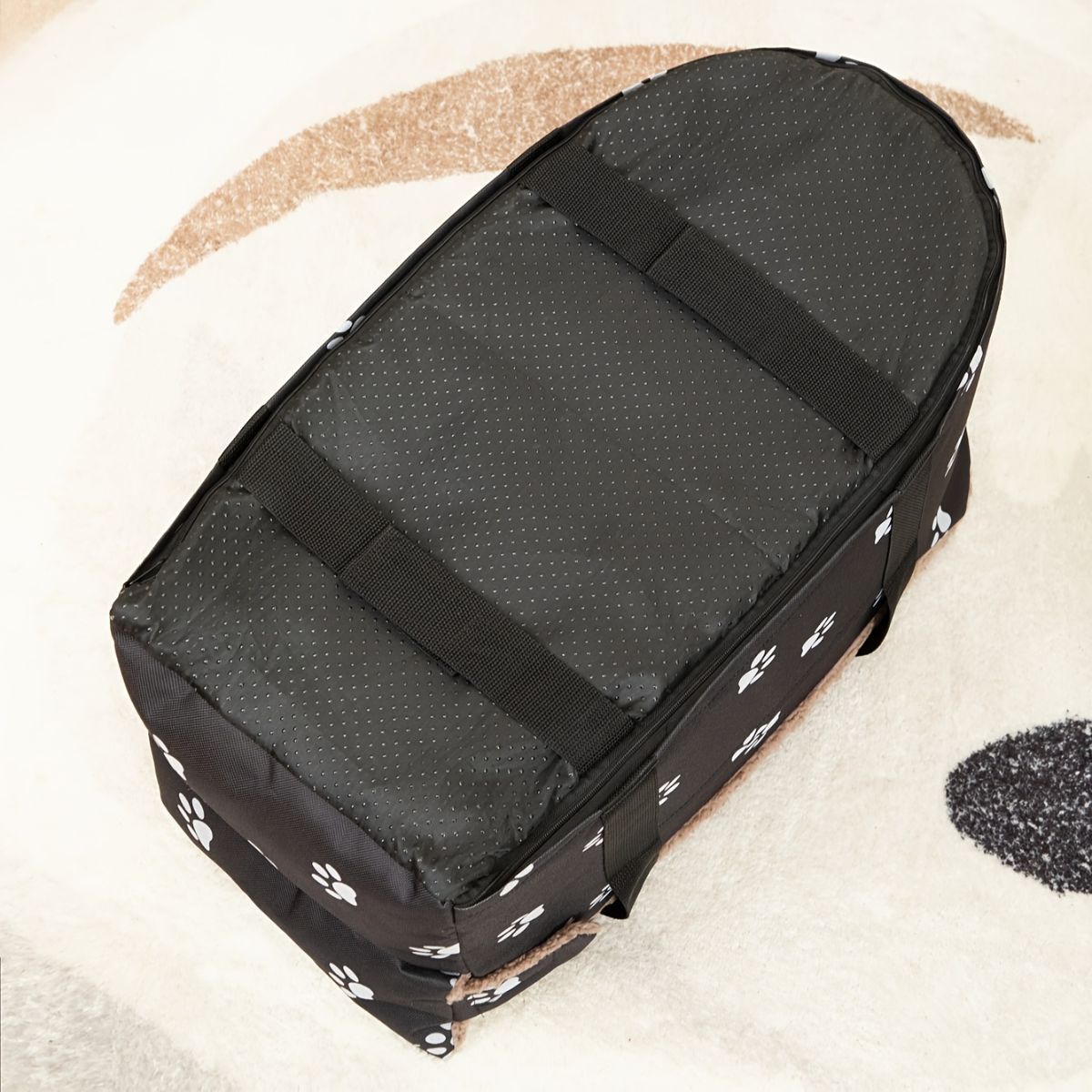 Portable Dog Carrier Dog Transport Box Furry Lining Dog Carrier High-Quality - Black - Size Regular โ image 4
