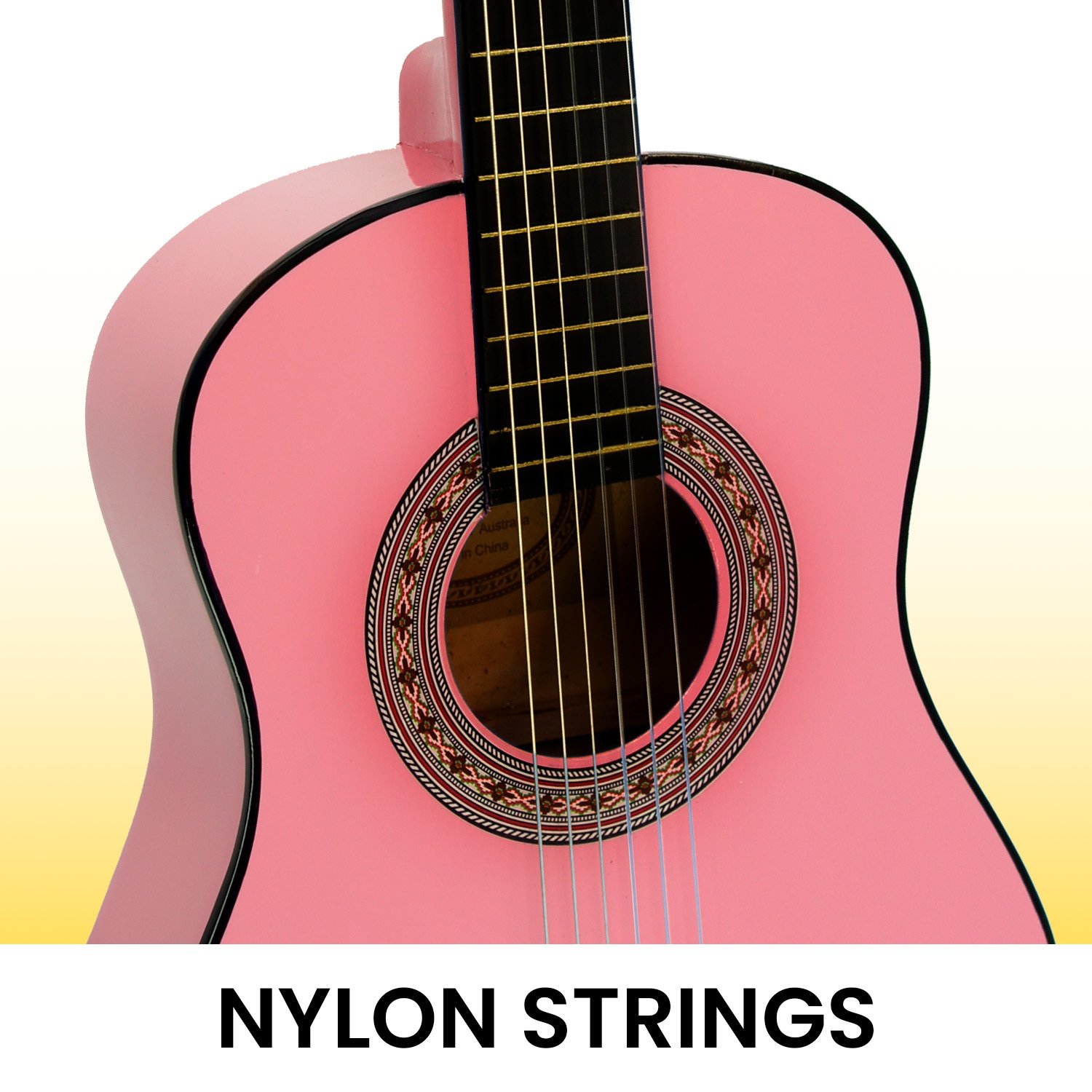 Karrera 34in Acoustic Wooden Childrens Guitar - Pink β image 4