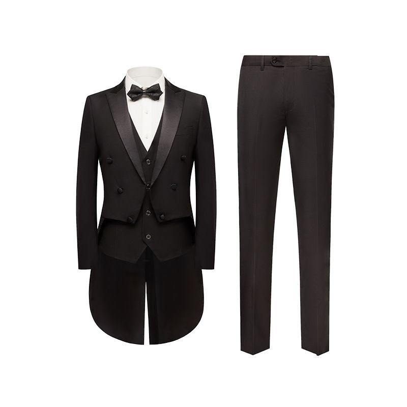 POSHAWN Mens 3 Piece Suit Double Breasted Black XXL — image 5