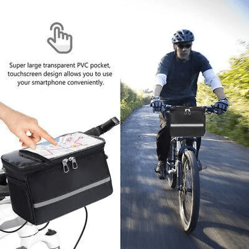 Waterproof Bicycle Handlebar Bag with Touchscreen Phone Pocket and Reflective Strip — image 5