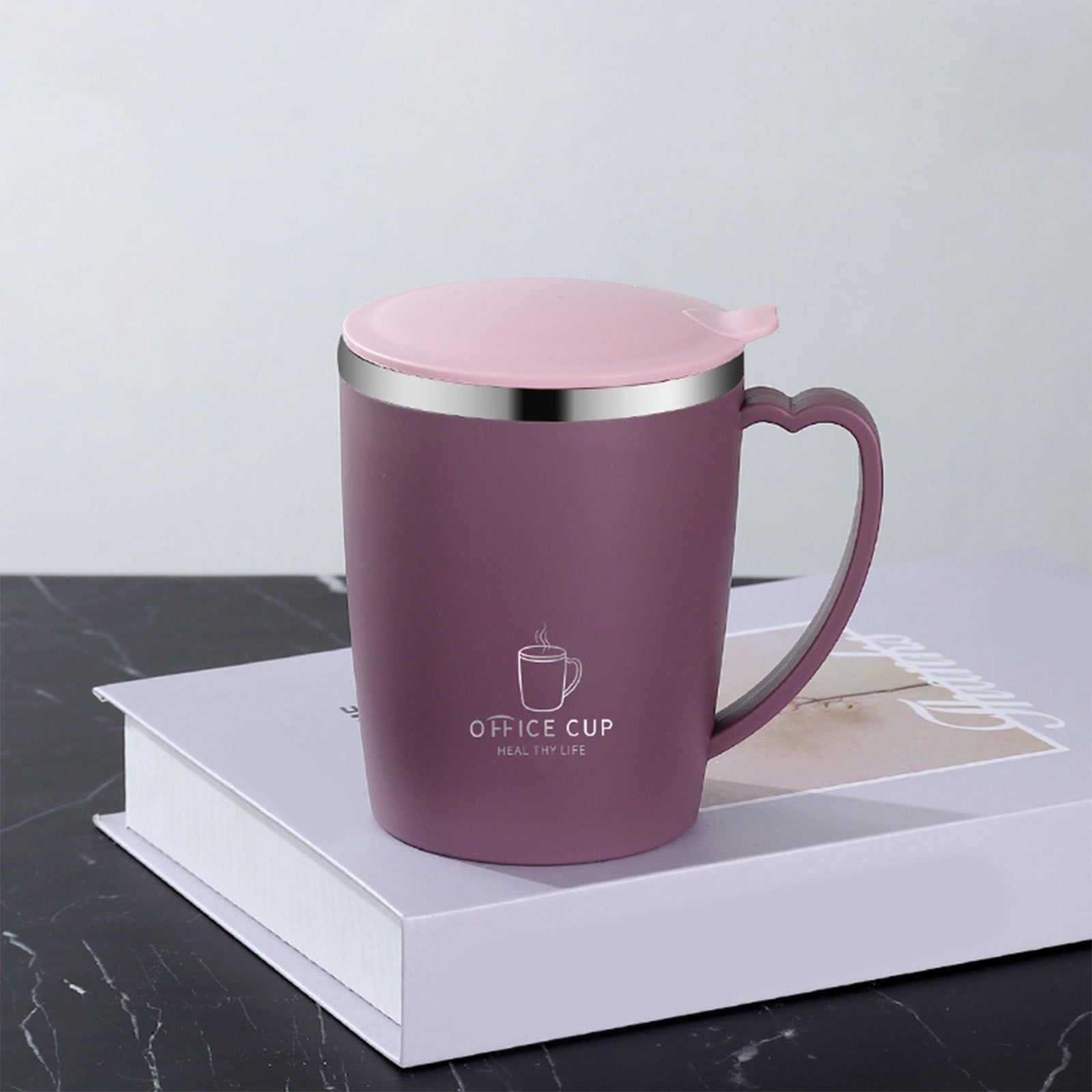 Insulated Coffee Mug with Handle & Lid - 17oz Stainless Steel Travel Tumbler, Double Wall Vacuum (Black) by 19_【Corporate Gifts】 Company Logo Customized Coffee — image 6