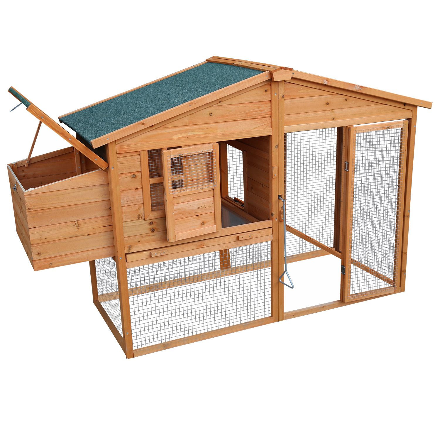 Furtastic Large Wooden Chicken Coop & Rabbit Hutch Outdoor Hen House with Nesting Box Ramp & Removable Tray — image 3
