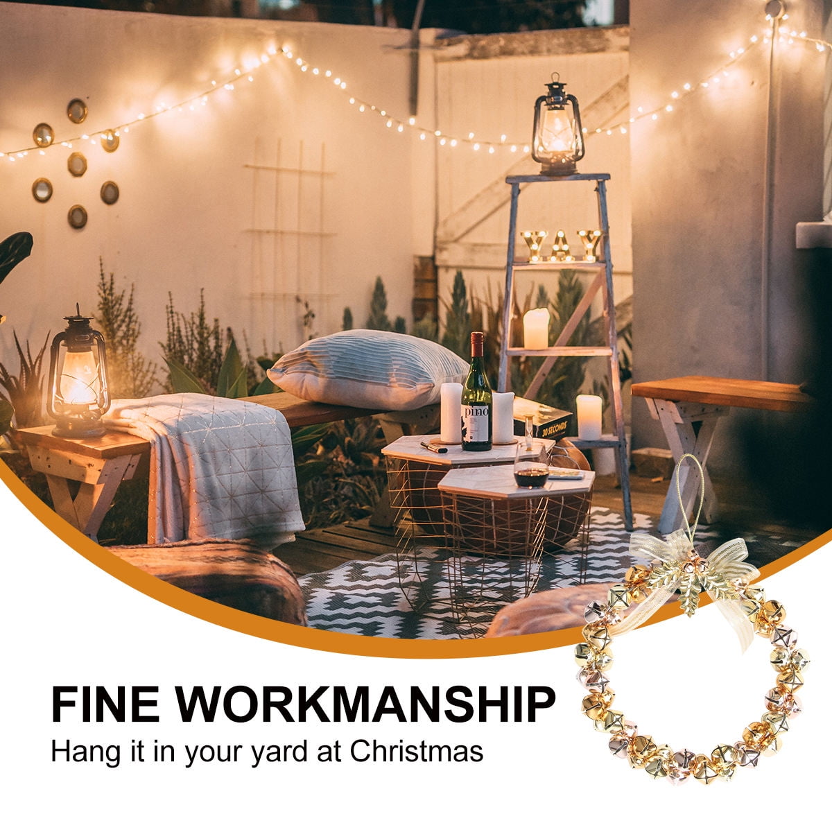 Golden Christmas Bell Wreath with Bells for Decoration Iron Material Adds Festive Touch โ image 3
