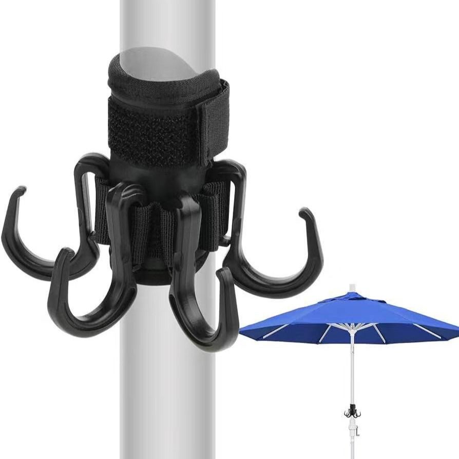 Beach Umbrella Hanging Hook, Anti Slip Backyard Umbrella Hanging Hook with 4 Hooks for Towels, Camera, Sunglasses, Hats