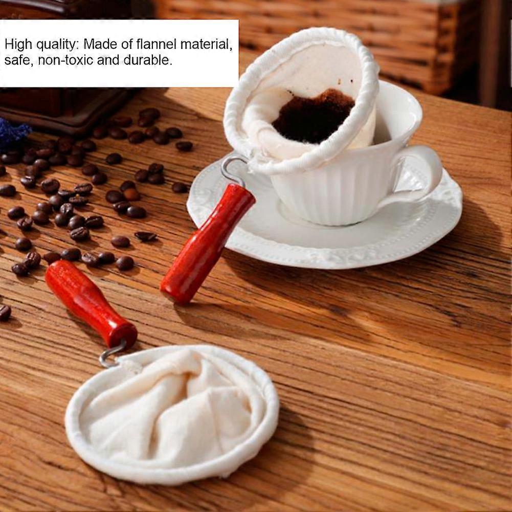 Cloth Coffee Filter Dripper Cotton Flannel with Wooden Handle 85mm โ image 5