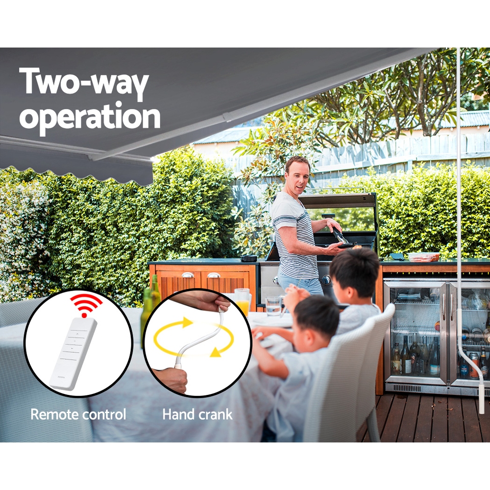 Instahut Retractable Folding Arm Awning Motorised Sunshade 4Mx2.5M Pearl Grey โ image 4