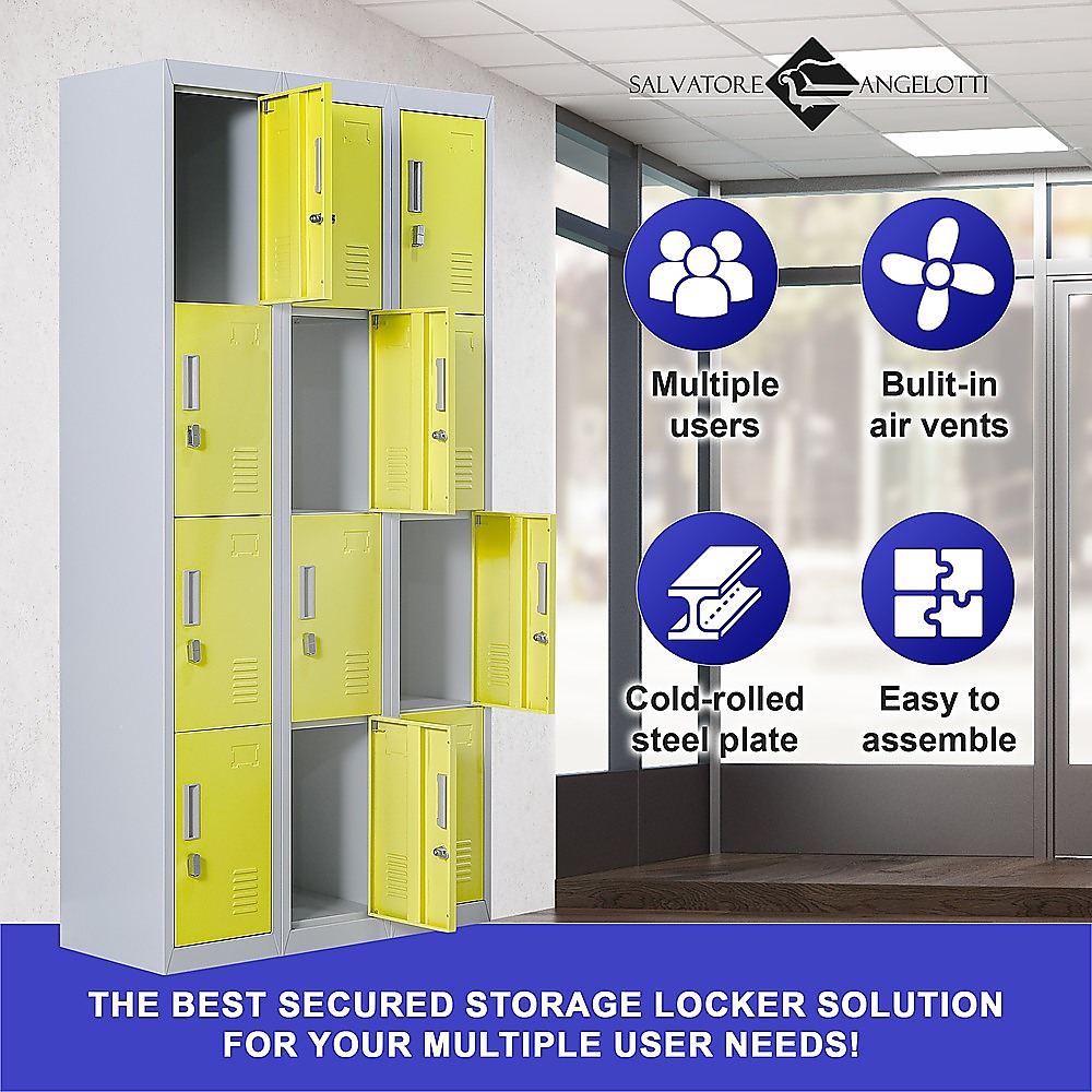 12-Door Locker for Office Gym Shed School Home Storage - Padlock-operated โ image 5