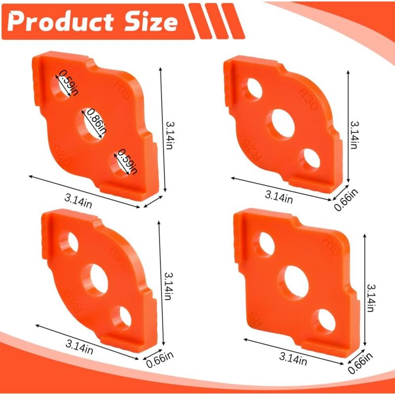 4 pcs Alloy Radius ROuter Jig, R5 - R40 Woodworking ROuter Jig On Table, Corner Radius ROuting Accessories For — image 2