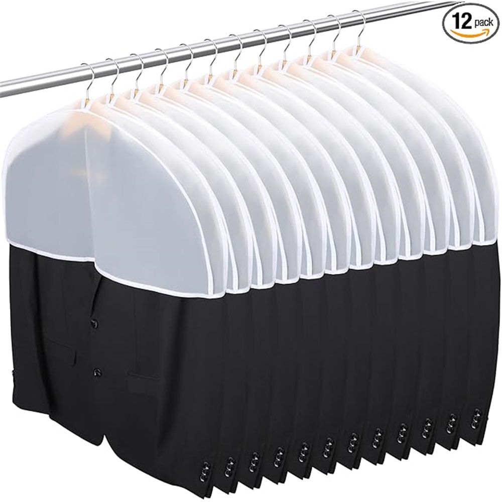 Shoulder Covers for Hanging Clothes, Pack of 12, Shoulder Cover for Closet Storage, Breathable Clear Plastic Clothes Cover for Hanging T Shirt, Suit, Coat