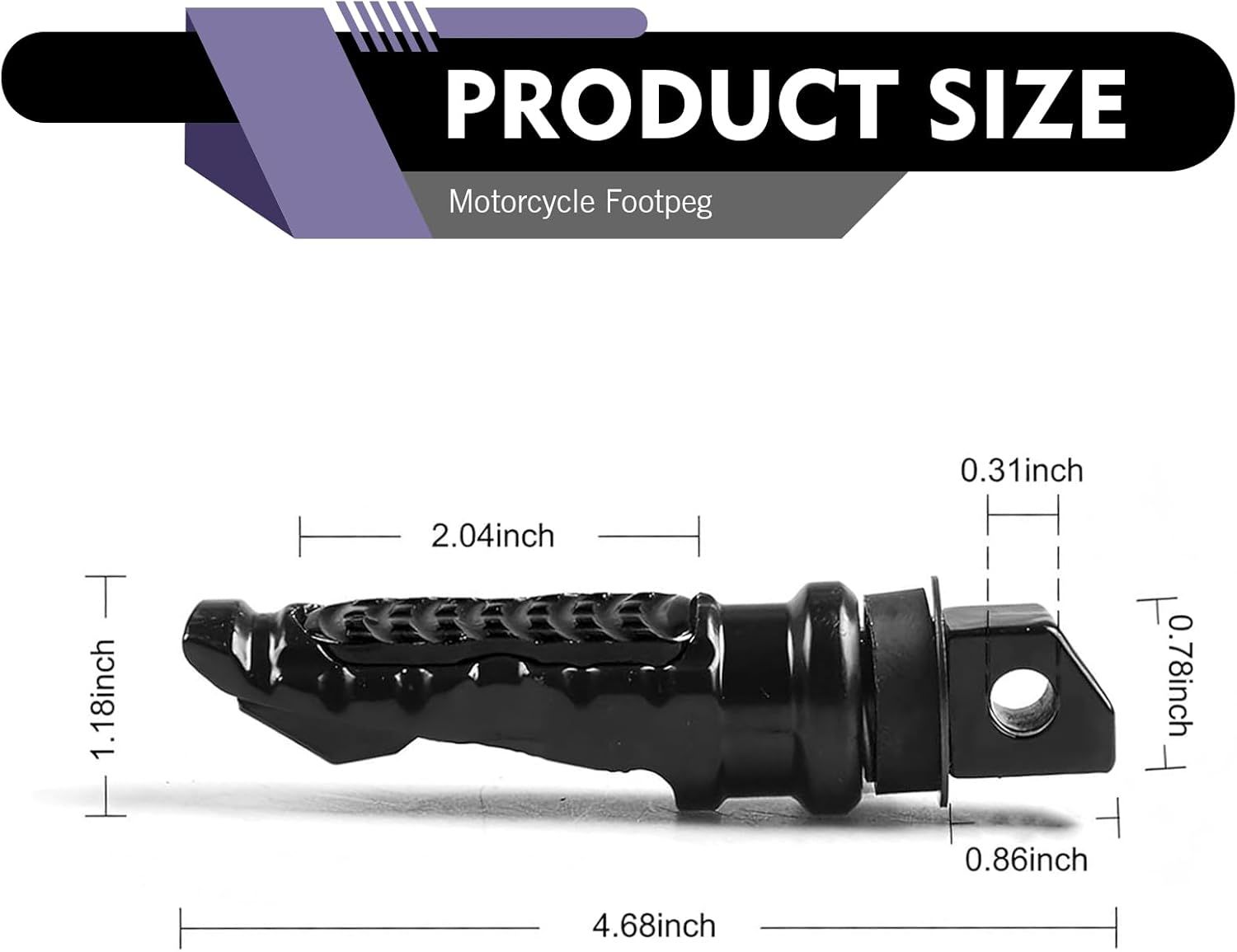 2 PCS Motorcycle Footpegs, Anti-slip Support Rear Foot Pedal with Grooves Texture, Rustproof Anti-bending Passenger Foot Rest Kit, Universal Modified — image 3