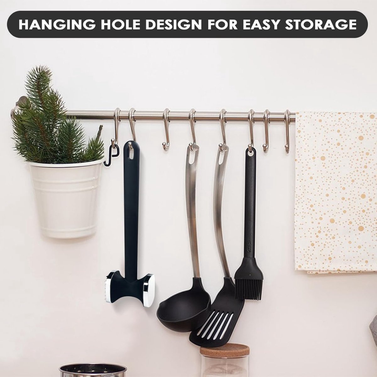 Meat Hammer - Meat Tenderizer - Hammer for Meat - Zinc Meat Beater - Meat Crusher - Meat Tenderizer - Ideal for Tenderizing Meat - Double-Sided - Hangable — image 3