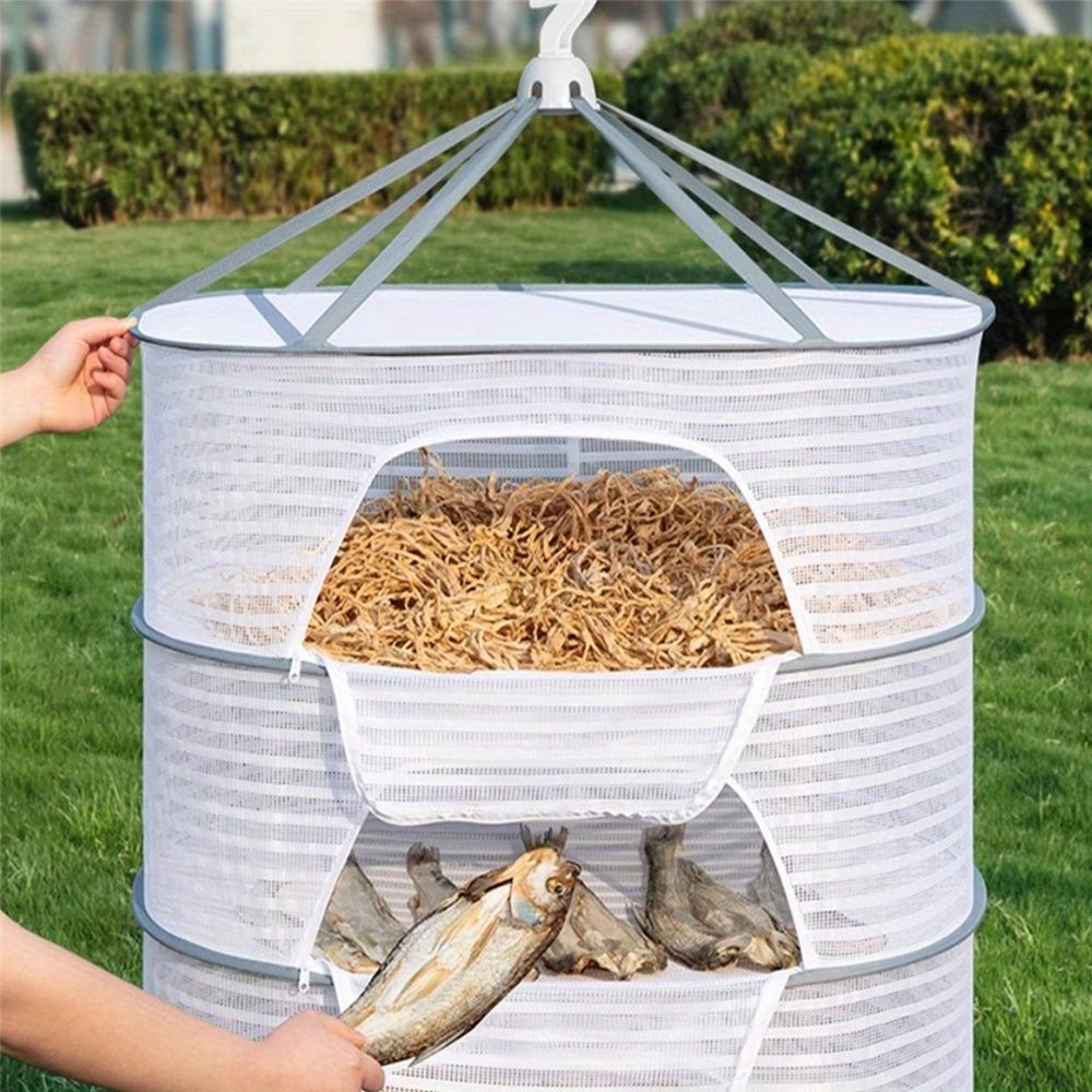 White Black Fiber Mesh Air Drying Rack - Multi-layer Collapsible for Clothes & Food — image 6