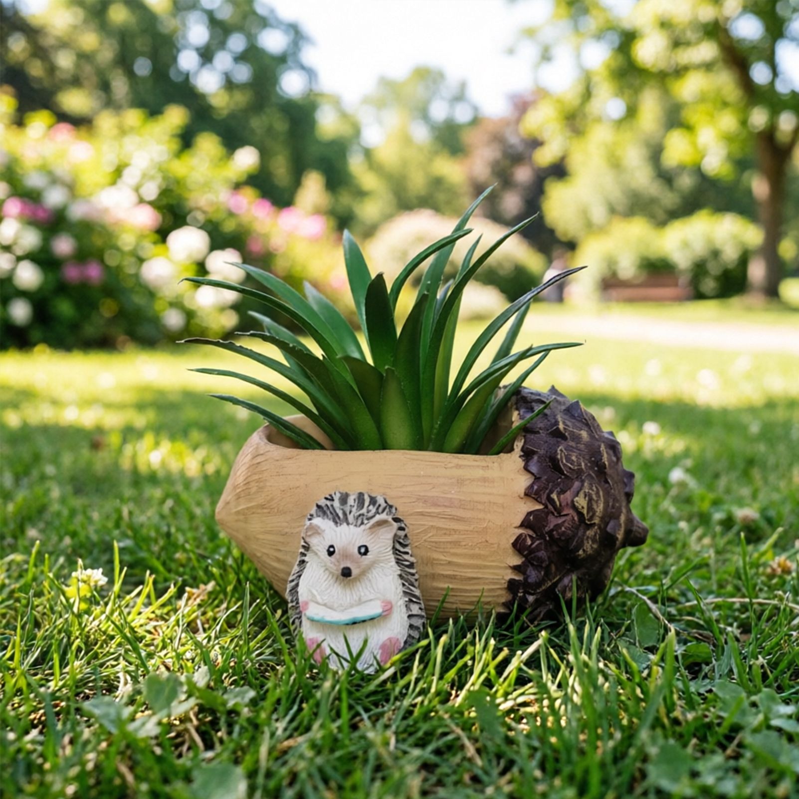 Creative Hedgehog Pinecone Resin Planter, Mini Succulent Pot for Indoor & Outdoor Garden Decor — image 4