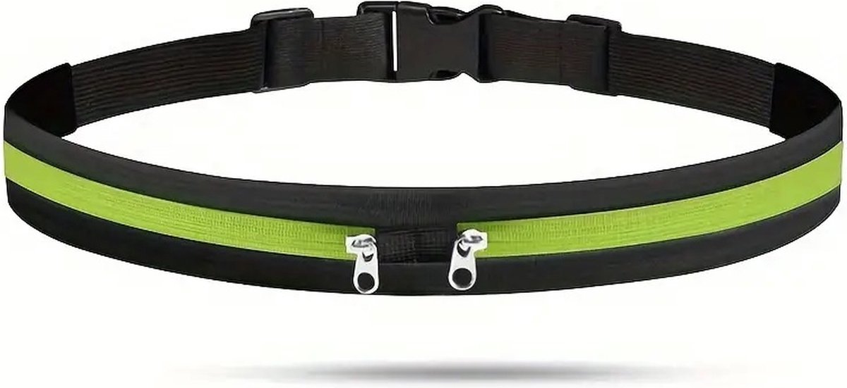 Women's Running Belt | Waist Bag | Elastic Waist Bag | Sports Bag | Running Bag | Fanny Pack | Zip Pouch | Black/Neon Green — image 5
