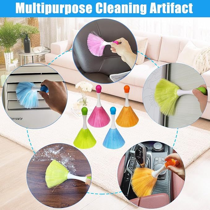 4 Pack 8" Hand Grips Microfiber Washable Duster, Suitable for Light Daily Household Dusting, Electrostatic Feather Duster Brush,Cleaning Supplies for — image 5