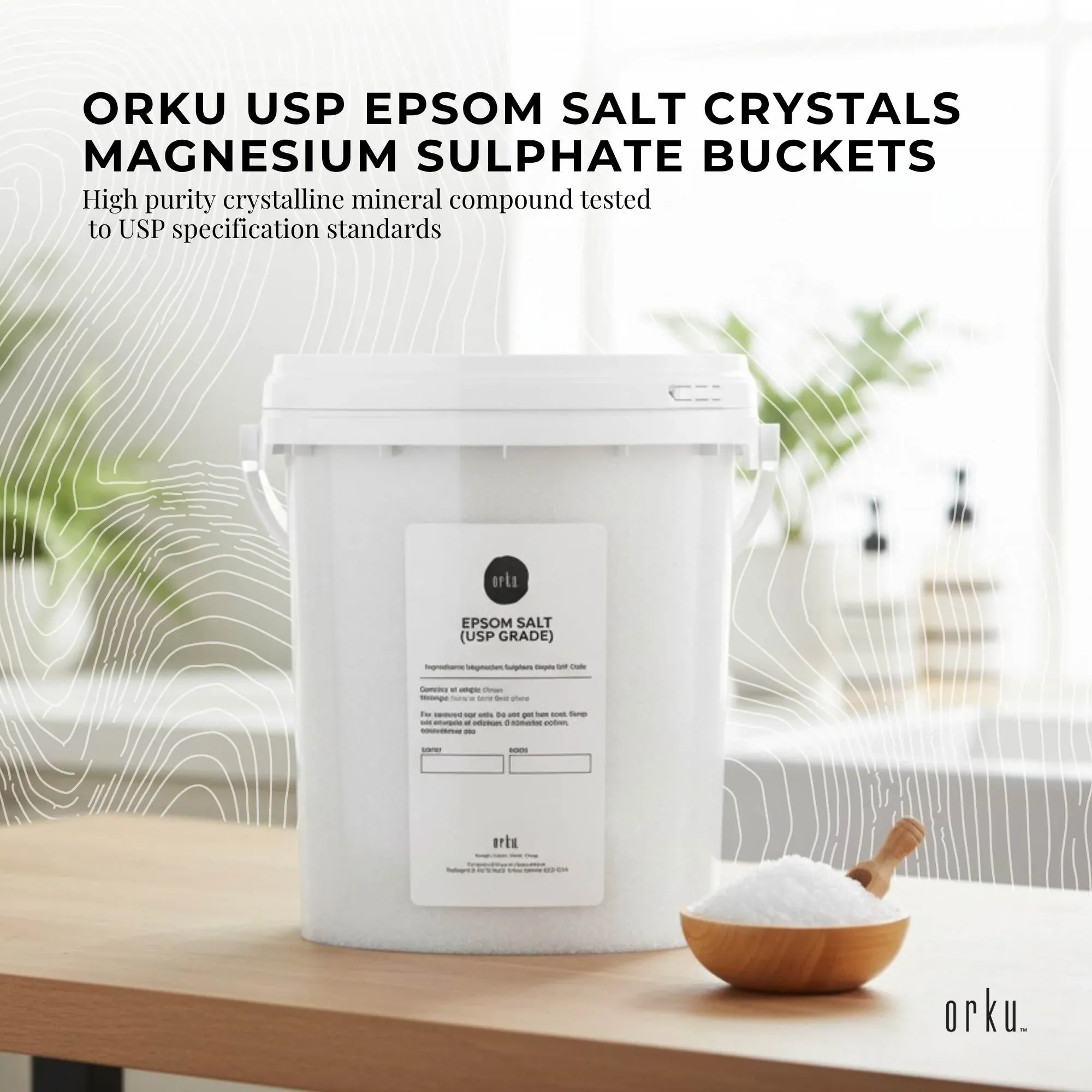 Orku 1.3Kg USP Epsom Salt Crystals Magnesium Sulphate Tub - Bath Soak Salts — image 2