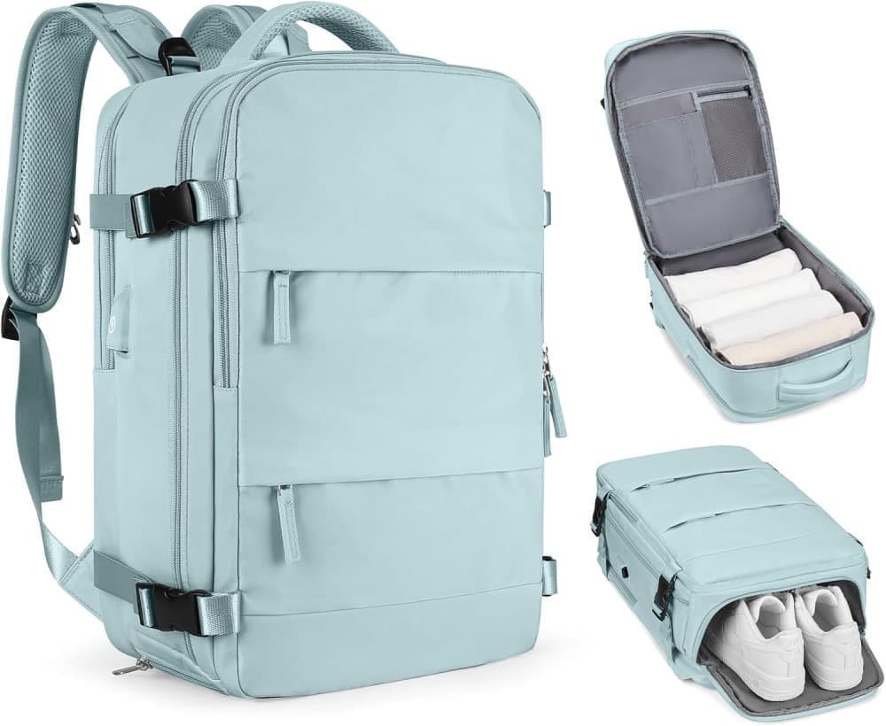 Blue Travel Backpack Cabin Bag with Dry Wet Sorting, 42 x 30 x 20 cm โ image 4