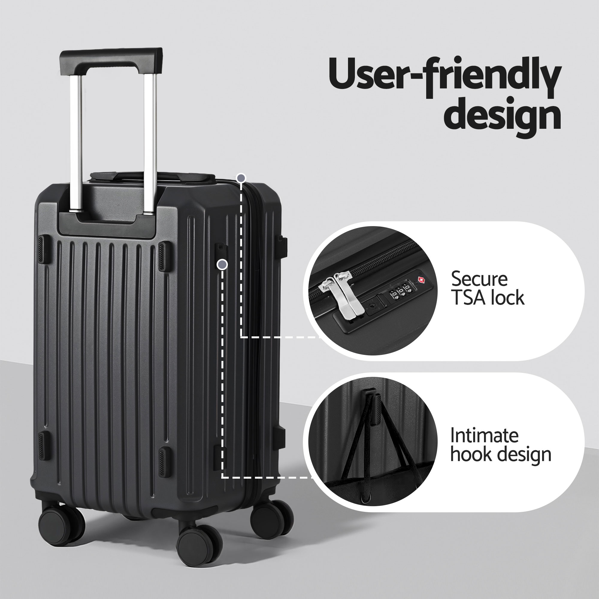 Wanderlite 20" Trunk Luggage Suitcase Travel Carry On TSA Lock Black โ image 5