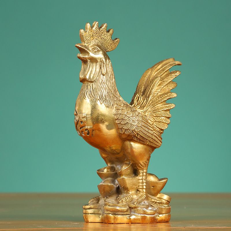 Auspicious Rooster Statue Ingots Wealth Feng Shui Sculpture Home Office Chinese Zodiac Decorative Ornament Business Gift Collection โ image 2