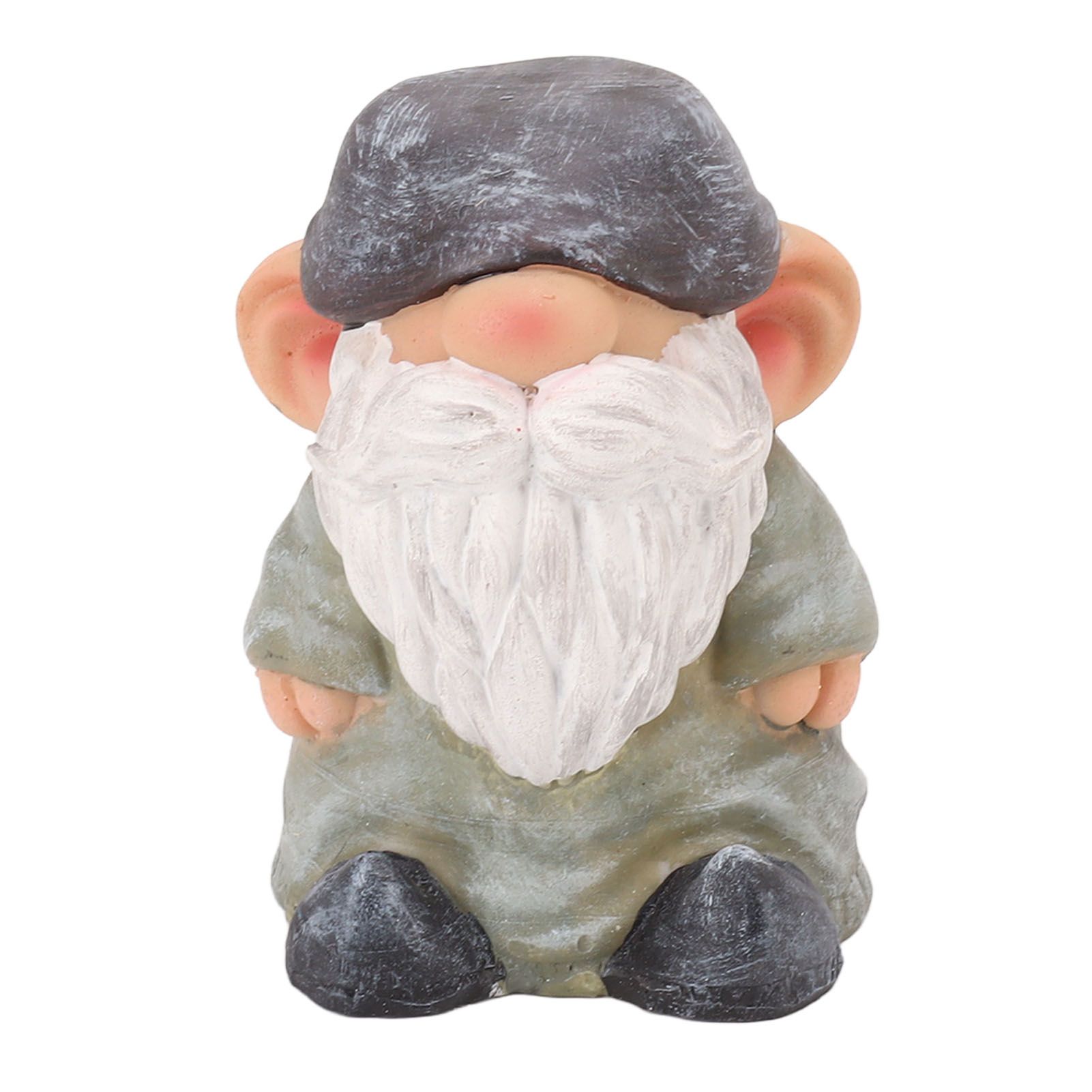 Garden Gnome Resin Structure Stable Bottom Retro Style Gnome Figurine for Patio Porch Decorations Flat Head Green