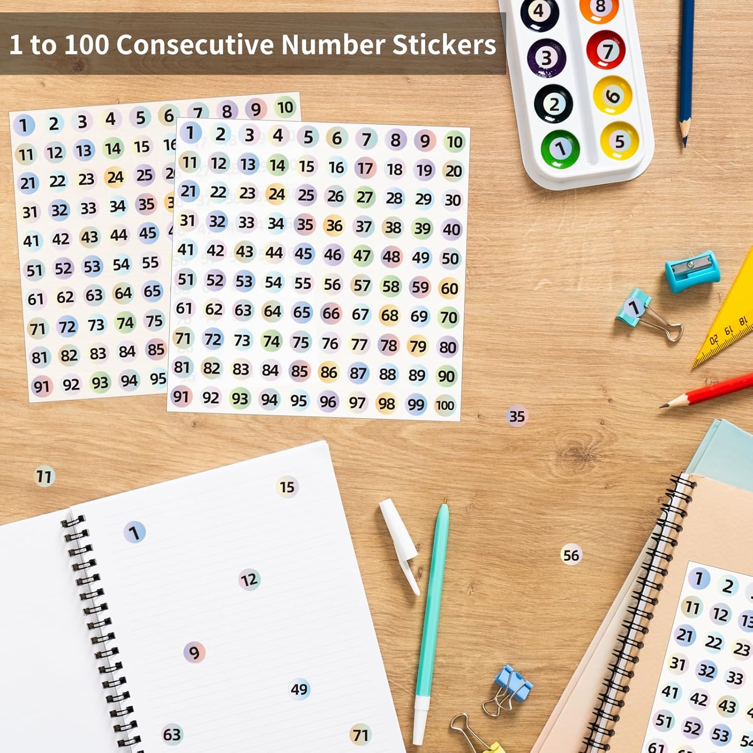 STARLIBOO 3000Pcs Consecutive Number Stickers, 0.4 inch Small Round Numbered Stickers, 1 to 100 Vinyl Consecutive Number Labels for — image 3