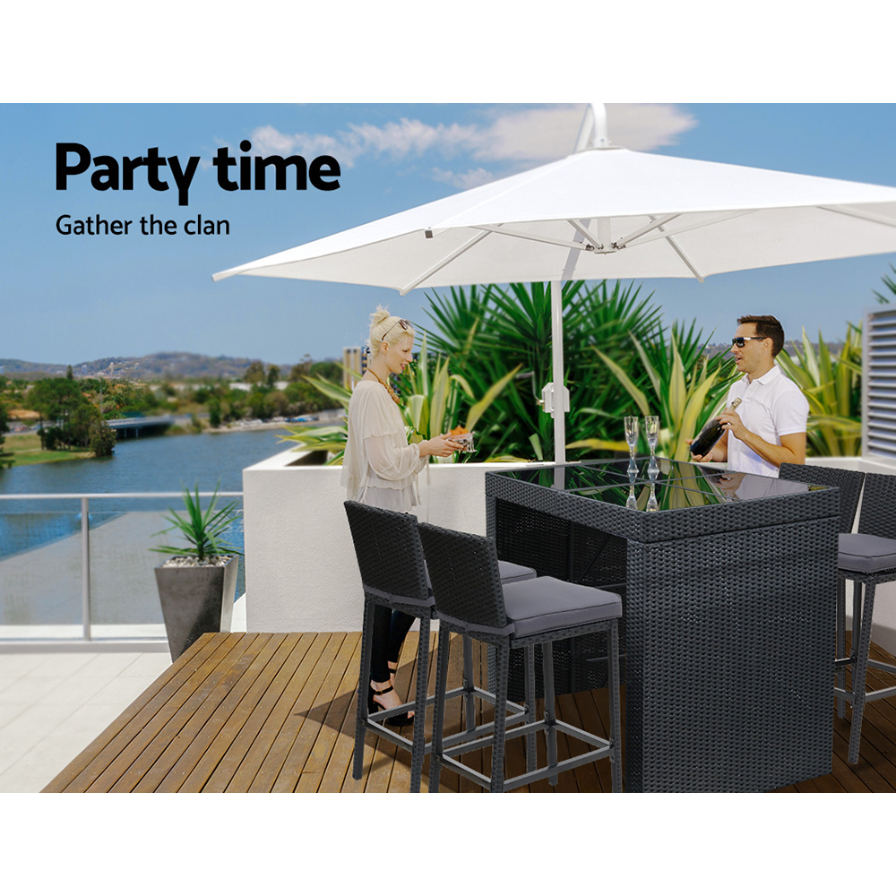 Gardeon 5-Piece Outdoor Bar Set Dining Table Stools Wicker Patio Setting — image 4
