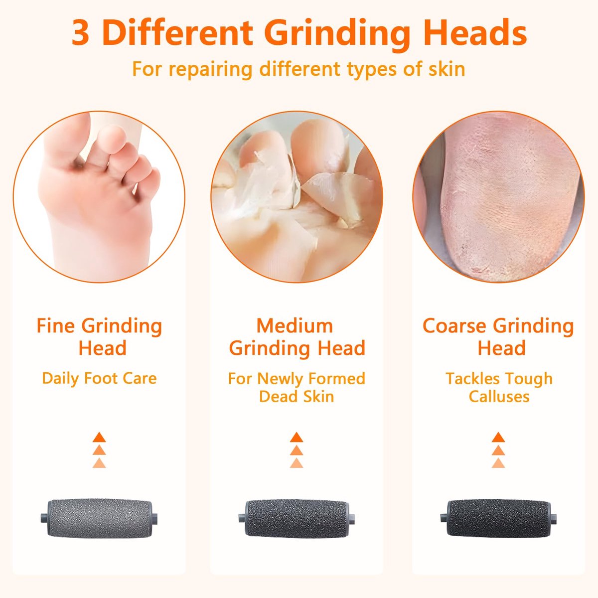 Electric Foot File - Professional Callus Remover - Pack of 10 - 3 Adjustable Speeds - For Dead Skin and Calluses - Pink — image 5