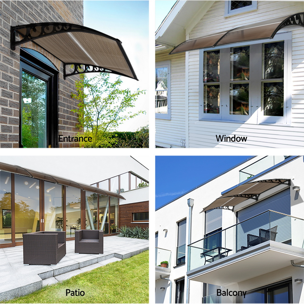Instahut Window Door Awning 0.8mx1m Brown โ image 4