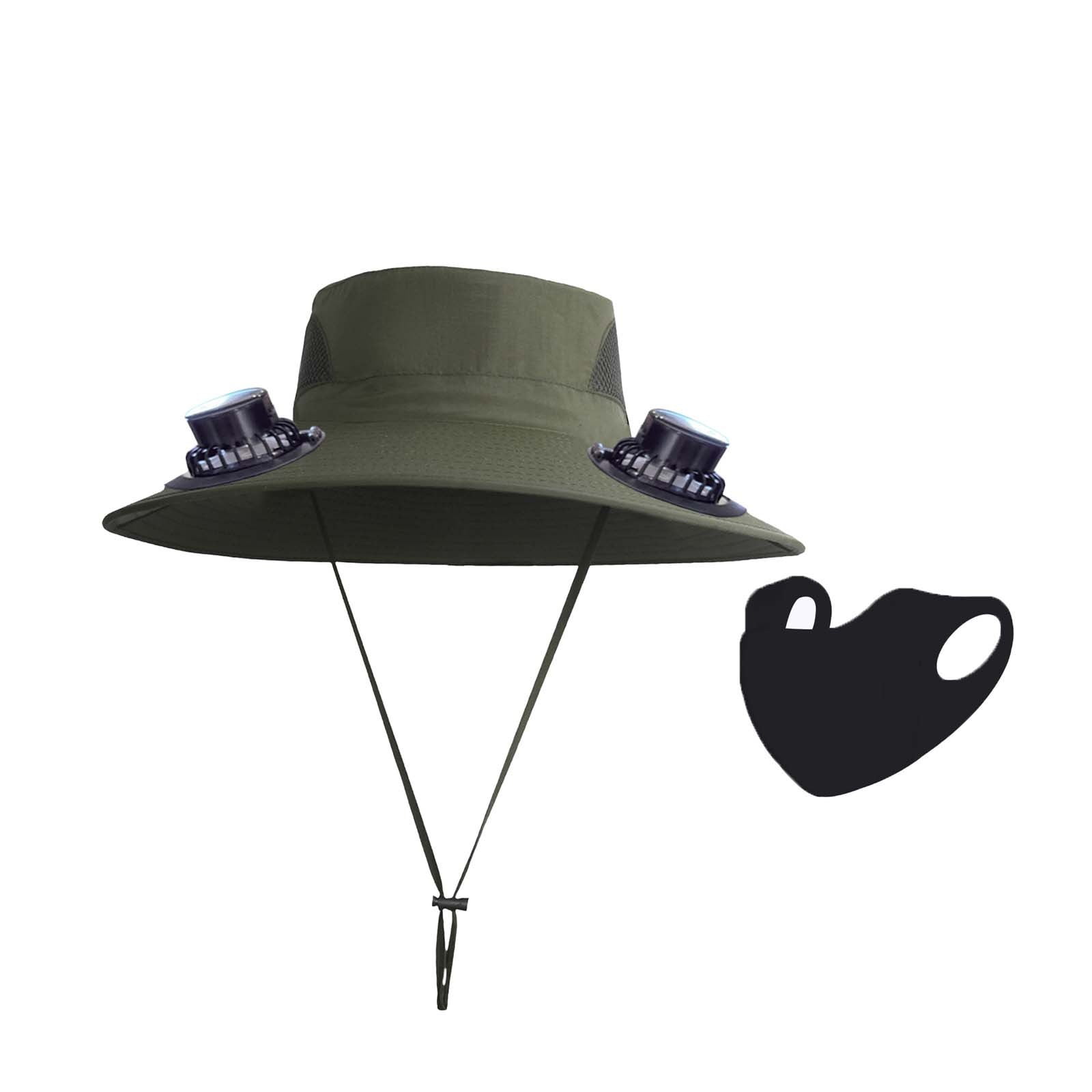 Wide Brim Solar Fan Hat with 2 Solar Fan, Fan Built in Hat with Fans Solar Power, Solar Powered Fan Hat for Outdoor Fishing Travel, 3 Speed Adjustable Fan Hat — image 3