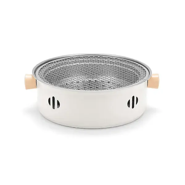 1 Piece Round Charcoal Grill Stove, Multifunctional Stainless Steel Portable BBQ for Outdoor Camping and Home Cooking, 28 cm — image 2