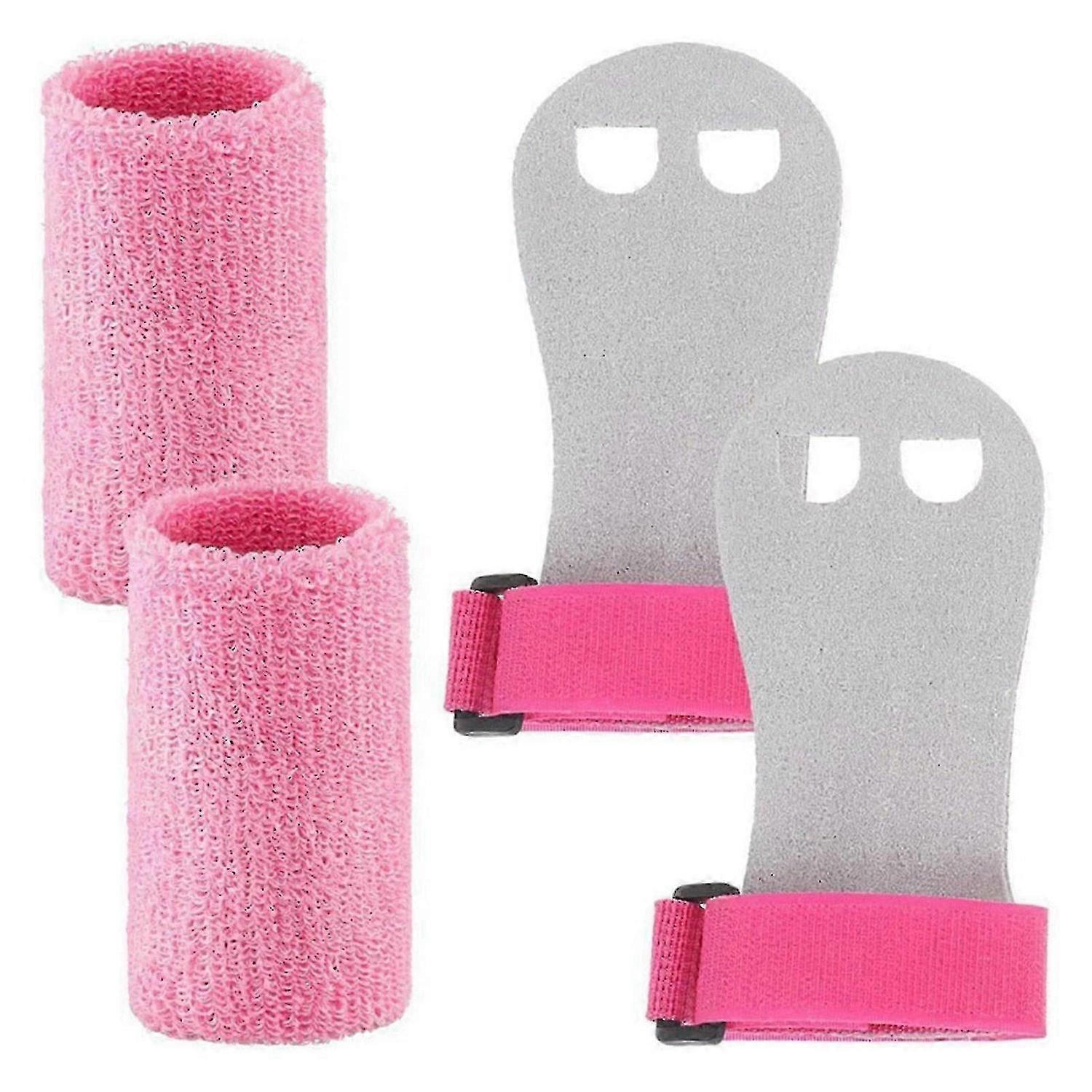 Gymnastics Wrist Grips with Wrist Support Anti-Slip Palm Guards for Training, Weightlifting, Cross Training and Fitness - Pink S