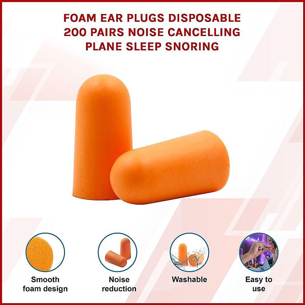 200 Pairs Disposable Foam Ear Plugs Noise Reducing Earplugs for Sleep Travel Work Study — image 7