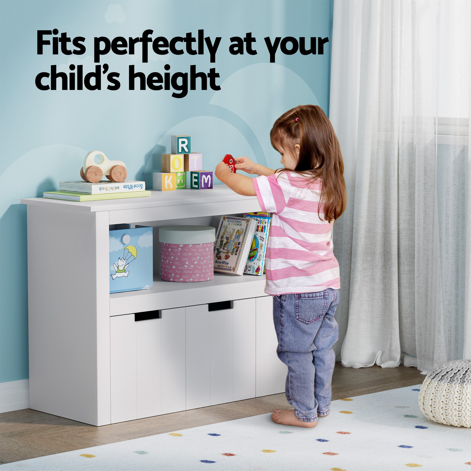 Keezi Kids Bookshelf 3 Drawers Storage Children Bookcase Toy Organiser Display — image 6