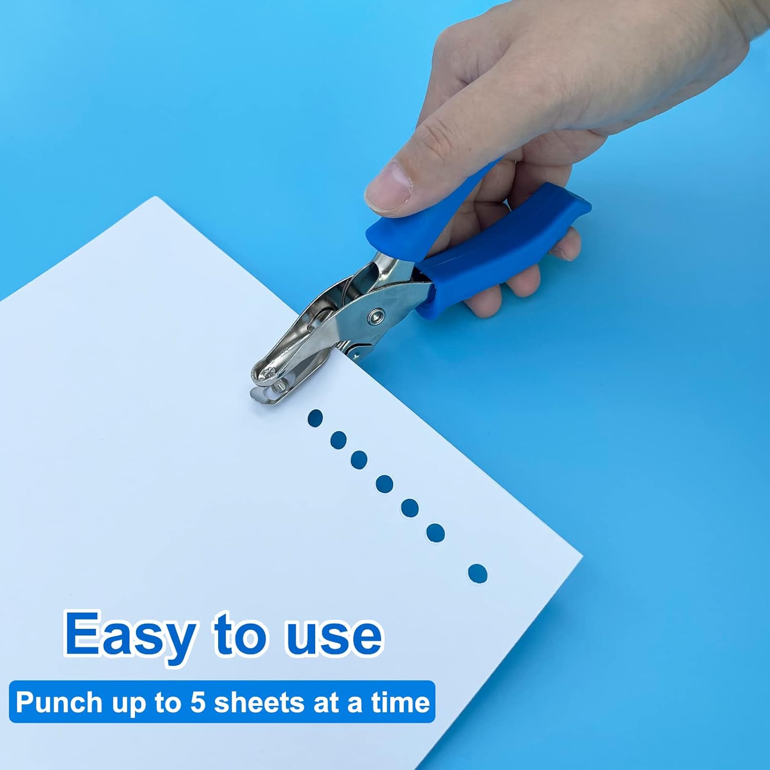Single Hole Punch 1/4” Paper Hole Puncher for Crafts, One Hole Puncher with Blue Soft Grip Handle for Kids and Adults, Handheld Circle Punch for Paper Crafts — image 4