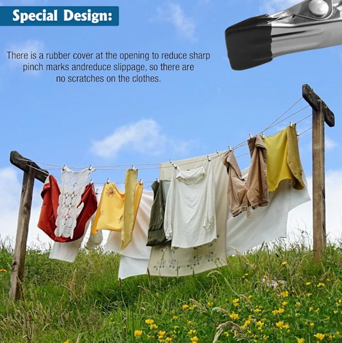 Stainless Steel Clothes Clips 40-piece – Strong, for outdoor use — image 4