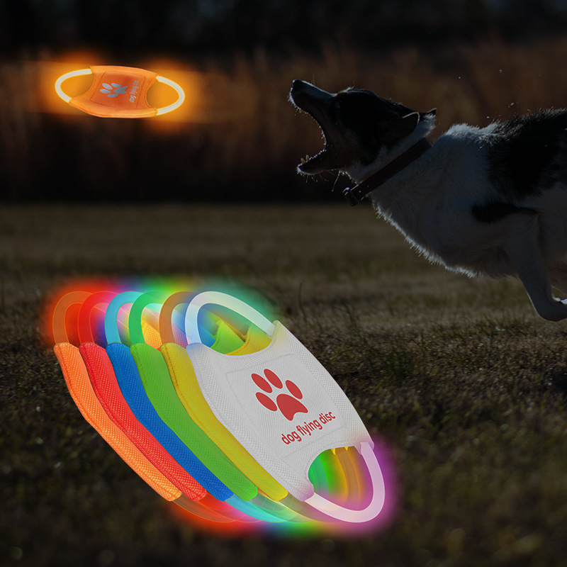 Green LED Rechargeable Dog Flying Disc - Glow-in-the-Dark Pet Training Toy with Paw Design โ image 3
