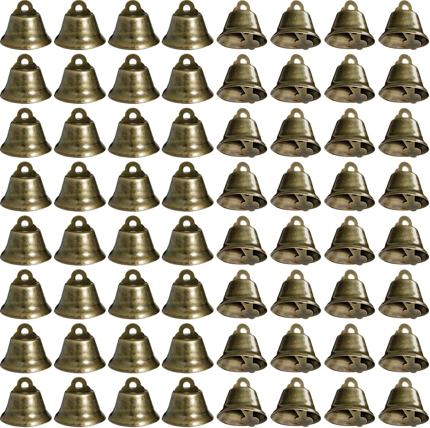 100 Pieces Vintage Bells Crat Bells Small Hanging Bells Ornaments or Wind Chimes Housebreaking Making Dog Potty Training Doorbell Wedding Decor (Bronze)