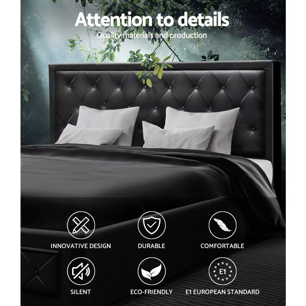 Artiss Bed Frame King Size Gas Lift Black TIYO โ image 3