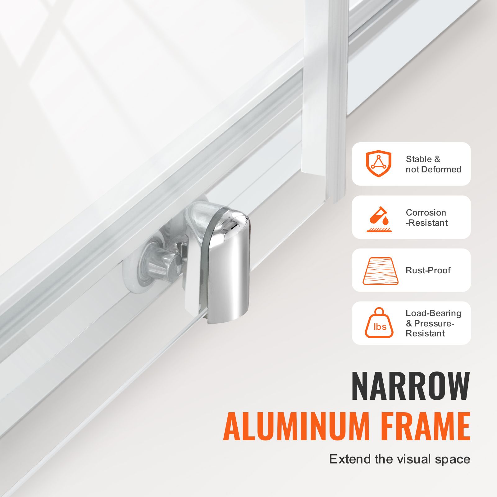 Semi-frameless Shower Door 57.7-59" x 70" SGCC Tempered Glass 1/4" Chrome โ image 4