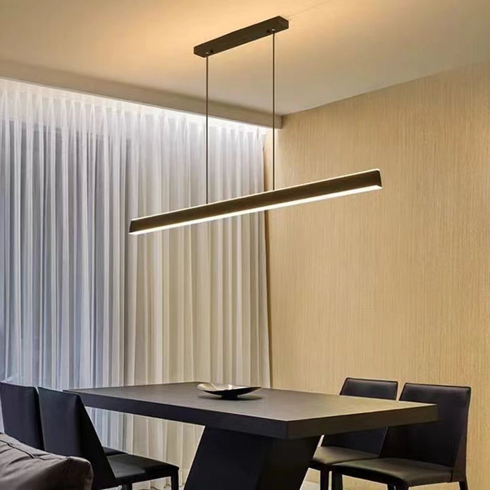 Modern Minimalist Trapezoid Pendant Light Adjustable LED Bar Light White โ image 2