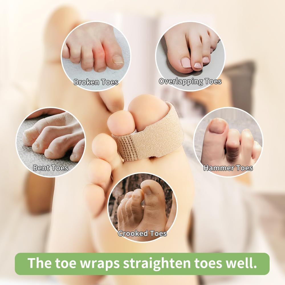 Fabric Hammer Toe Wraps, 8 Pack of Toe Bandages Protectors, Toe Corrector for Overlapping Toes, Toe Splints for Crooked Toes โ image 4